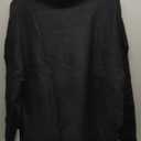 LILLUSORY Women's Turtleneck Oversized Sweaters Long Batwing Sleeve Spilt Hem Tunic Pullover Knit Tops (Large, Black)