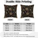 Black Boho Vintage Flowers Velvet Pillow Covers 20x20 Inch Retro Art Brown Floral Throw Pillows for Couch Cushion Covers Pillowcase Farmhouse Bohemian Pillow Cases for Sofa Bed Bedroom