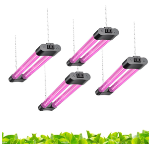 Hlite 16inch 4 Pack LED Grow Lights  Linkable Grow Lights for Indoor Plants, Full Spectrum Plant Lights Plug and Hanging Design with On/Off Switch Hanging Grow Light from seedling to Flowering, Black