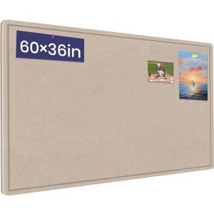 Large Cork Bulletin Board - 60 X 36 Inches With 30 Pushpins, 5' x 3' Pin Board for Walls, Self-Adhesive Felt Vision Board, Foldable Photo Board (Beige Brown)