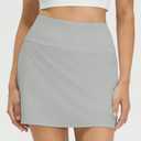M MAELREG Tennis Skirts for Women Stretchy Mini Lined Shorts Dressy Casual Skort High Waisted Tummy Control Golf Skirts (Gray, XL)