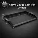 Updated Cast Iron Griddle for Gas Grill, 23" x 16" Large Matte Porcelain Enamel Griddle for Gas & Charcoal Grills, Universal Flat Top Plate with Extra High Sidewalls for Camping, Tailgating, Parties