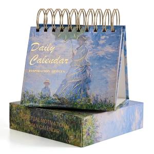 Vintage Oil Painting Daily Flip Calendar with Inspirational Quotes - Motivational Perpetual Desk Calendar, Aesthetic Office & Home Decor, Desk Accessories & Positive Affirmation Gifts for Women Girls