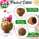 Taiyin Coconut Cups with Flamingo Straws Hawaiian Luau Party Decorations Pink Straws and Coconut Shaped Tiki Cups for Kids and Adults Luau Hawaiian Birthday Beach Pool Party(24 Pcs)