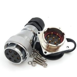 WF28 7 pin Waterproof Connector,28mm IP67 7 Wire Power Cable Aviation Electrical Device AC DC Circuit Signal LED Heavy Industrial Equipment Plug Socket (Female Plug, Male Socket, 7 Pin)