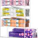 AIEVE Drink Packet Organizer, Drink Mix Holder with 4 Clear Drawers, Acrylic Water Flavor Packets Container, Kitchen Storage Organizers for Pantry Home Organization