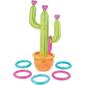 Inflatable Cactus Ring Toss Game with Hearts (Includes 6 Rings and Stands 5 feet Tall) Perfect Valentine's Day Party Game