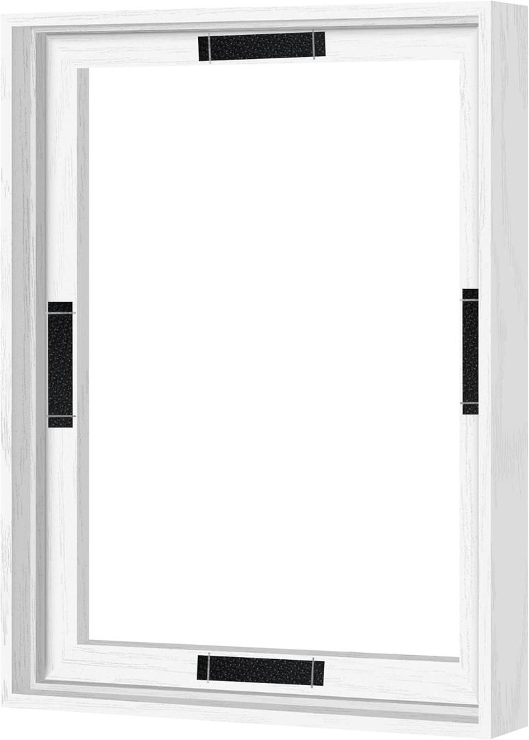 Abtgt 11x14 Canvas Floating Frame with 0.9" Deep, White Floater Frame for Canvas Paintings with Adhesive, Vertical or Horizontal Wall Art frame for Prints Oil Painting Diamond Decor, 1 Pack.