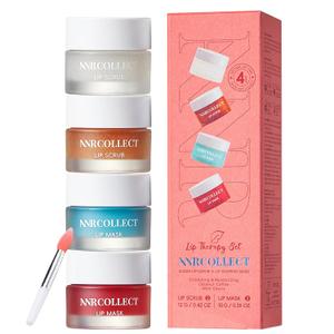 ANRCOLLECT Lip Scrub and Lip Mask Set- Lip Treatment Care Kit with 2 Lip Exfoliator Scrub & 2 Lip Butter Mask, Intense Hydration Set for Dry Chapped Cracked Lips (4 Pack), Valentines Day Gifts