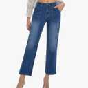 Women's Straight Leg Petite Jeans High Waisted Stretchy Cropped Denim Ankle Pants 2XL