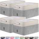 BALEINE 4 Pack Fabric Storage Bins for Shelves, Linen Storage Baskets for Organizing, Decorative Closet Bins for Clothes, Home (Grey, 15"x11"x9.5")