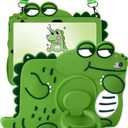 For iPad 10th Generation Case 10.9 Inch Girls Cute Girls Boys Kawaii Cover Girly 3D Cartoon Women with Rotating Handle Stand & Strap Soft Silicon Green Funda for Apple iPad 10th Gen Cases