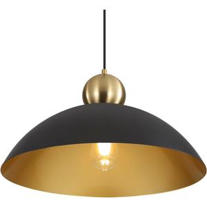 18 Inch Large Pendant Lights Kitchen Island Farmhouse Pendant Light with Adjustable Black Dome Hanging Light Fixtures for Over Sink Dining Room Bedroom Hallway, ETL Listed