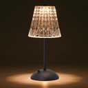 Nusogon Cordless Touch Table Lamp, 3500mAh LED Rechargeable Small Dask Lamp, 3 Colors Dimmable Battery Operated Crysta Lamp for Bedroom Restaurant Kitchen Home Decor, Black