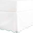 HIG Off-White Chic Full Bed Skirt - Easy Fit Scallop Edge Pleated Bedskirts, 14 Inch Drop Anti-Slip Dust Ruffle, Thick Fabric for Enhanced Privacy, Pre-Washed for Long-Lasting Use(N60022)