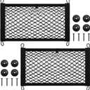 Frienda 2 Pieces Stretchable Small Cargo Net Pocket Storage Mesh Net Elastic Automotive Storage Pouch with 8 Pieces Mounting Screws and Hooks for Truck Car SUV Boats (21 x 9.8 Inches)
