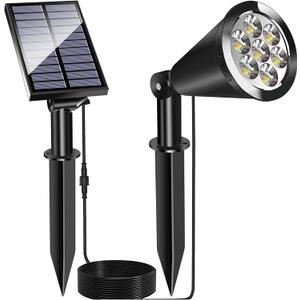 Solar Spot Light Outdoor, Waterproof Solar LED Landscape Lights Dusk to Dawn, 2-in-1 Solar Spotlight Solar Powered Accent Lights for Garden Porch Walkway Patio (1 Pack)