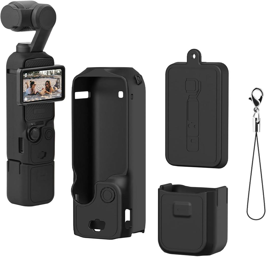 Silicone Protective Case Cover for DJI Osmo Pocket 3 Silicone Sleeve Protective Cover Handheld Gimbal Action Camera Accessories(Black)