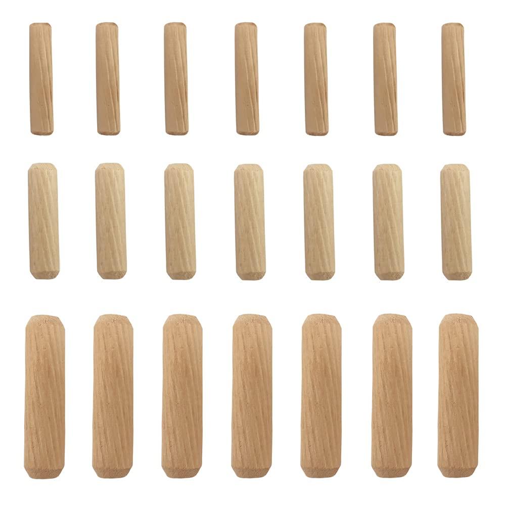 Medsuo 21pcs Wooden Dowels Assorted M6 M8 M10 Hard Wood Grooved Plugs Furniture Woodwork Pin Craft for Grooved, Craft, DIY, Carpentry (6mm 8mm 10mm)
