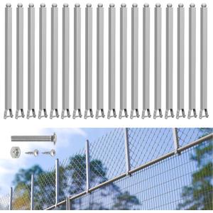 20 Pack 1-3/8" U Bracket Chain Link Fence Extension 25.2" (Silver)