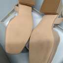 Mostrin Womens Chunky Low Heels D'Orsay Slingback Block Heel Pumps Closed Square Toe Dress Shoes for Work Office Daily Wedding (Beige), Size 6