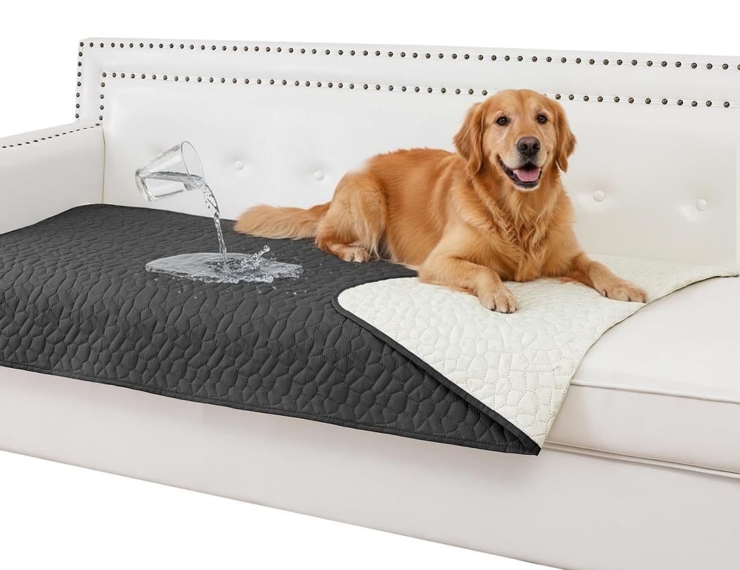 Tuffeel Waterproof Couch Cover for Dogs Washable, Anti-Slip Back Dog Bed Blanket Pet Chair Sofa Furniture Protector(52x82 Inches, Black)