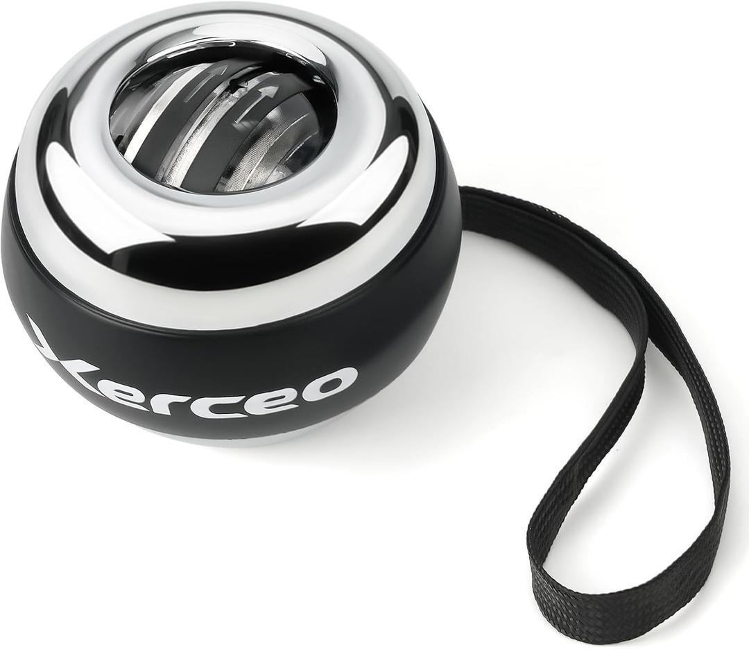 Auto-Start Wrist Gyro Ball, All Metal Wrist and Forearm Trainer with LED Light, Gyroscopic Hand Exerciser for Grip Strength, Includes Storage Bag
