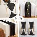 2 Pack 10 Ft Chiffon Table Runner Black Gauze Long Table Runners 27x120 Inches Sheer Tulle Table Runner for Rustic Wedding Reception Bridal Shower Decorations Birthday Party