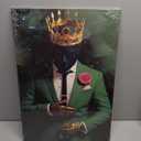 BJYCHG Black Man Picture Gold Crown Wall Art Afro American Canvas Prints King Crown Paintings Black African Wall Decor for Men Bedroom Framed (Green, 24L x 16W)