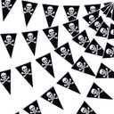 Tatuo 60 Pcs Pirate Banner Skull Pirate Flag Birthday Party Decorations Jolly Roger Ship Triangle Pennant Bunting Decor for Wedding Celebration Decor Outdoor Party Supplies