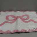 Tinideya Pink Bow Bathroom Rug 16" x 24" Scalloped Bow Bath Mat Non Slip Coquette Rug Cute Aesthetic Carpet Preppy Room Decor Microfiber Absorbent Bathroom Mat for Valentines Bathtub Shower Bedroom