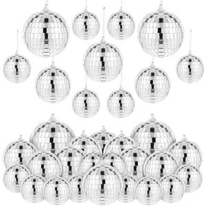 54 Pcs Disco Balls, Hanging Disco Ball Decor, Silver Decor 4 Sizes Reflective for 70s Party Decorations Wedding Dance Music Prom Props (4 Inch, 3.2 Inch, 2 Inch and 1.2 Inch)