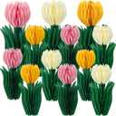 12 Pcs Tulip Honeycomb Decorations, Spring Decorations for Office, Table Decor, Tulip Party Decorations, Spring Centerpieces for Tables for Mothers Day Party, Womens Day