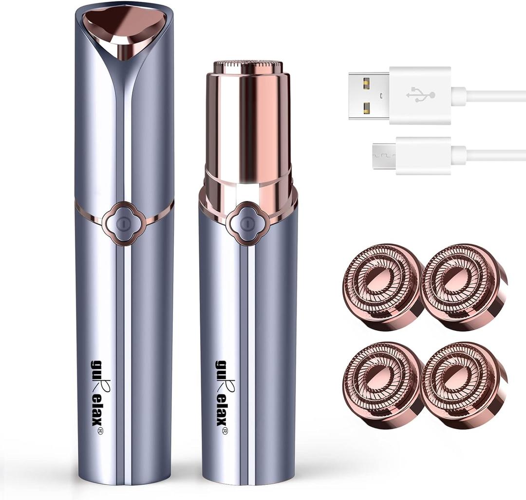 Facial Hair Removal for Women, GURELAX Hair Remover for Face, Painless Hair Removal Device, Face Shavers for Chin Upper Lip -Included 4 x Replacement Heads