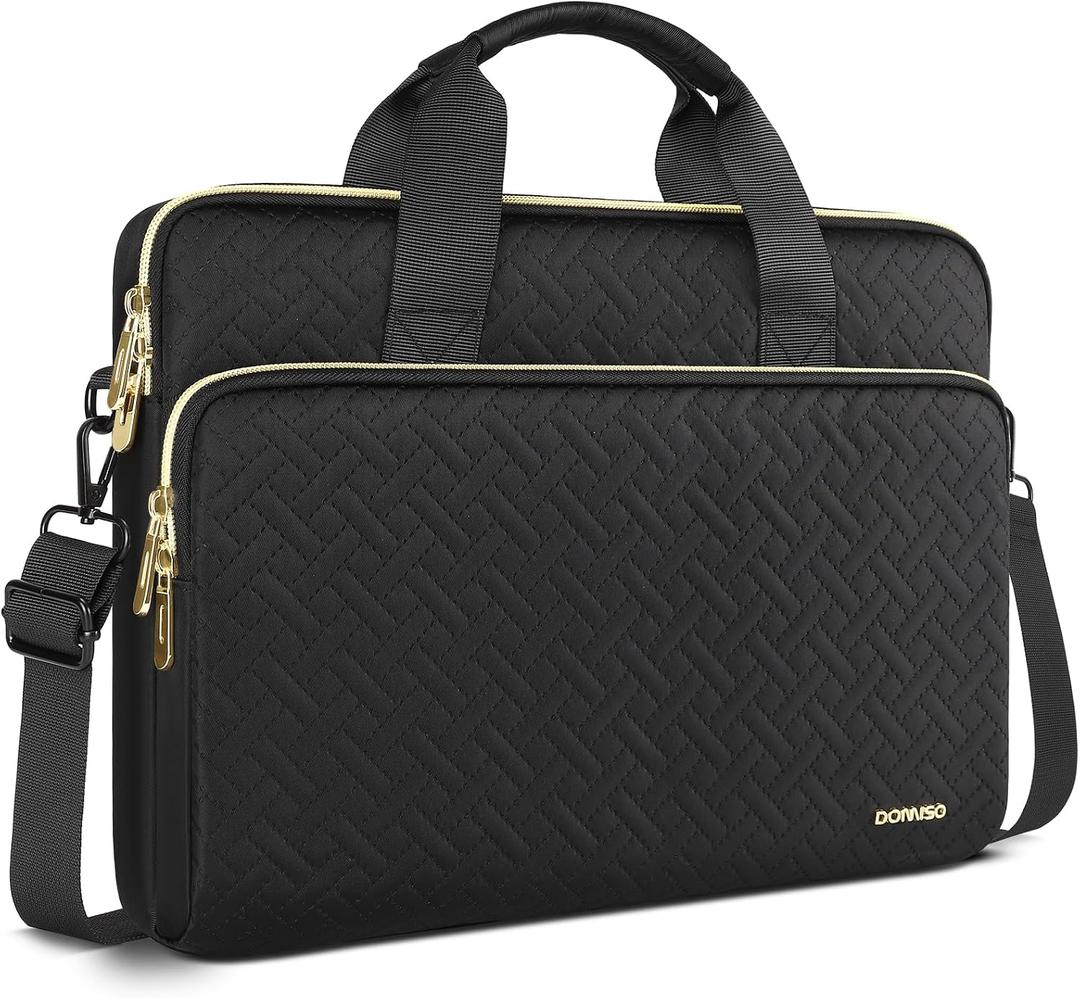 DOMISO 17 inch Laptop Sleeve Protective Case Cover Compatible with 17-17.3 inch HP Dell ASUS Lenovo Chromebook,Waterproof Computer Cases Bag with Shoulder Strap,Black