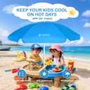 AMMSUN 5ft Seaside Beach Umbrella for Sand and Water Table - Kids Durable Umbrellas for children Beach Camping Garden Outdoor Play Shade,5ft Blue