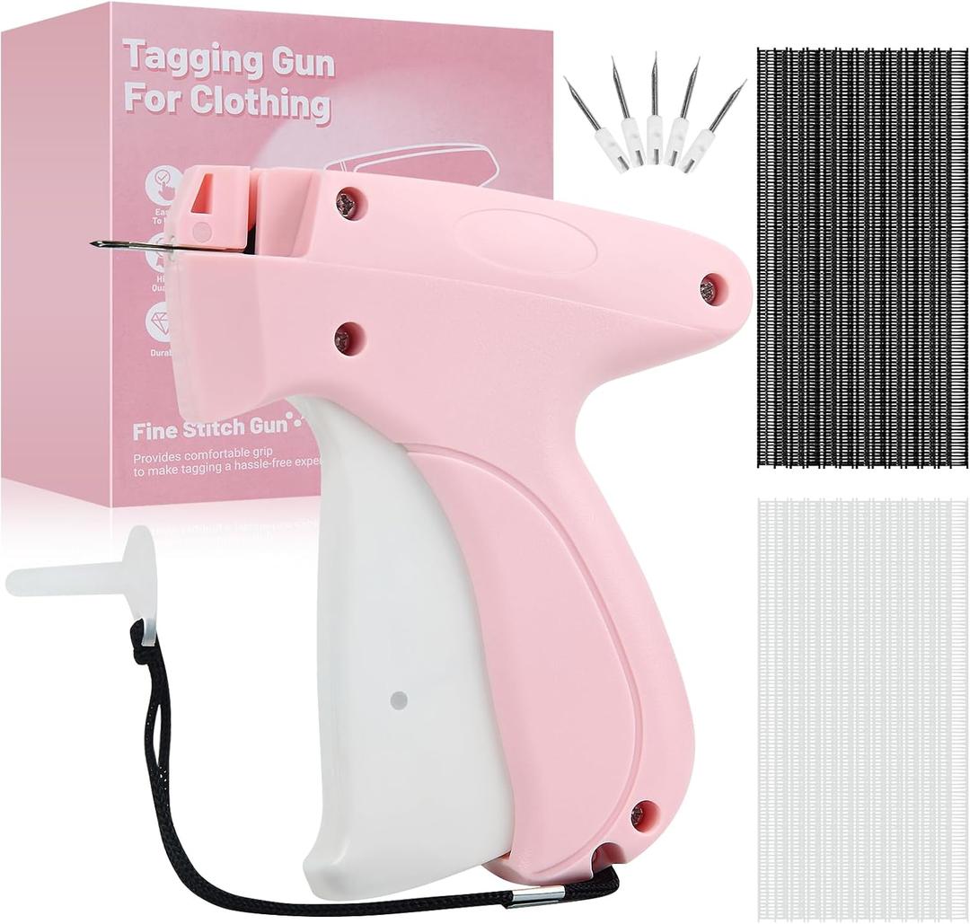 Sewing GunClothing Label Gun, 4000 Fasteners (2000 White + 2000 Black) Clothing Label Gun, 6 Needles, Quick-Stitch Cloth FixerPink,Garment Repair Tool