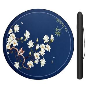 SOLUMINIX Round Mahjong Mat 39 Inch, Non-Slip Table Topper with Rubber Backing, Large Playmat for Poker, Cards, and Board Games (Blue,100cm)