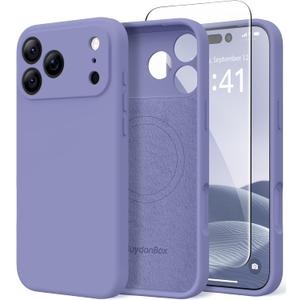 SuydanBox Magnetic for iPhone 17 Pro Max Case, Compatible with MagSafe, [Full Camera Protection][Screen Protector] Silicone Shockproof Protective Phone Case for iPhone 17 Pro Max 6.9", Lavender Gray