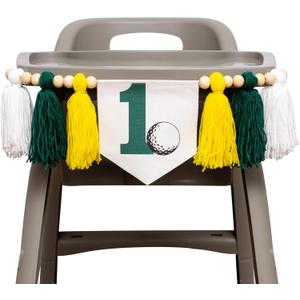 Golf Themed 1st Birthday Banner Hole in One Party Decor Mastered His First Year Sign High Chair Banner Golf Birthday Decor for Baby's Milestone