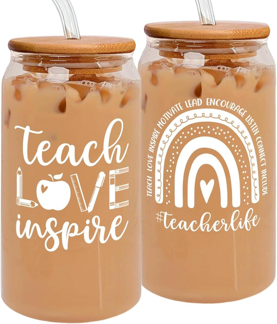 Teacher Appreciation Gifts - Teacher Gifts for Women - Teachers Appreciation Week, Back To School, Birthday Gift - Thank You Gift Ideas for Teachers Women Daycare Preschool - 16 Oz Can Glass