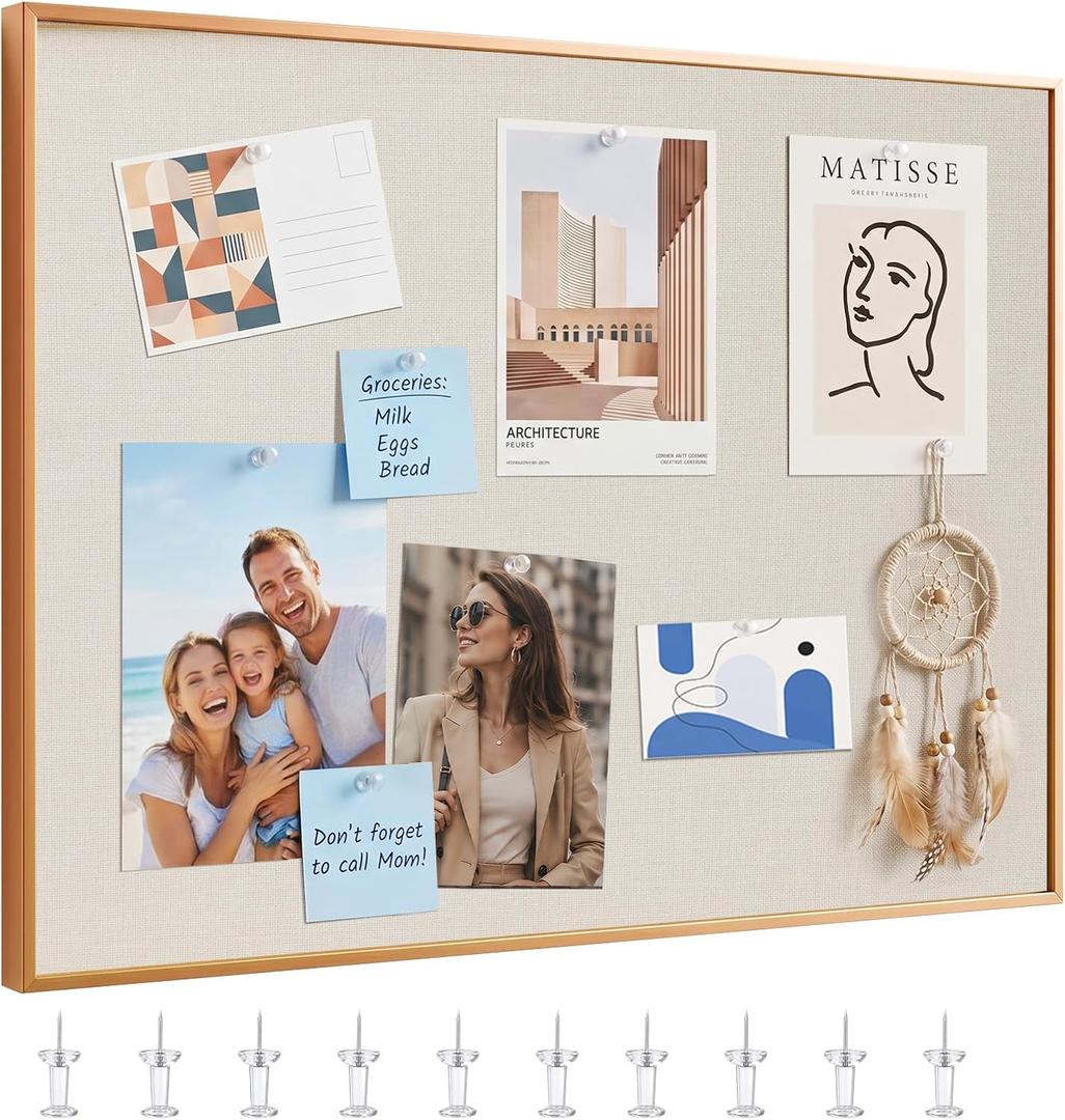 OWLKELA Cork Board, 30 x 20 Inch, Champagne Framed
Aluminum Framed Fabric, Bulletin Board, Ideal for Home Office and Bedroom