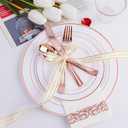 N9R 300PCS Rose Gold Plastic Silverware, Heavy Duty Plastic Cutlery Set, Disposable Rose Gold Utensils Include 100 Forks, 100 Spoons, 100 Knives, Perfect for Party Decorations