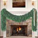 9FT Cedar Garland - Real Touch Christmas Garland,Realistic Artificial Garlands Evergreen Fake Pine Needles Garland for Fireplace,Table, Stairs, Mantle, Indoor Outdoor,Home,Holiday Decor