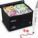 Caliart Markers, 168 Colors Dual Tip Art Markers Sketch Pens Permanent Based, with Case for Adults Artists Drawing Illustration Sketching Coloring