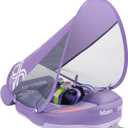 Mambobaby Float with Canopy and Tail New Upgraded Non-Inflatable Baby Pool Float Mambo Float Swim Trainer Solid Infant Swim Float Adjustable Pearl Foam Baby Swim Ring Cloth ZS Purple