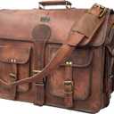 cuero Leather Messenger Bag for Men, 18 Inch Laptop Crossbody, Vintage Handmade Leather Shoulder Satchel Bag for Men, Full Grain Business Briefcase for Office/Work/Travel - Dark Brown