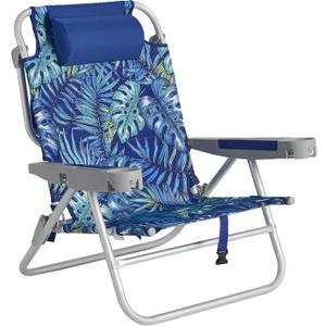SUNNYFEEL Extra Wide Low Beach Chair 5 Position Lay Flat 500 LBS Heavy Duty, XL Oversized Portable Folding Camping Chairs with Cup Holder for Outdoor/Trip, Lightweight Backpack Beach Chair for Adults, 70 cm x 53 cm x 77 cm
