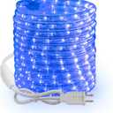 Brizled Blue Rope Lights, 18ft 216 LED Rope Lights Waterproof, 120V ETL Listed Plugin Blue Light Connectable with Clear PVC Tube, Indoor/Outdoor Christmas Lighting for Backyard Garden Patio Christmas
