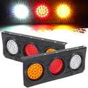 Partsam 63 LED Truck Trailer Tail Lights Bar Kit, Stop Turn Signal Brake Reverse Taillight with Iron Bracket Base Waterproof 12V-30V 4 Inch Round Led Trailer Tail Lights RV Camper Flatbed Trucks(2pcs)